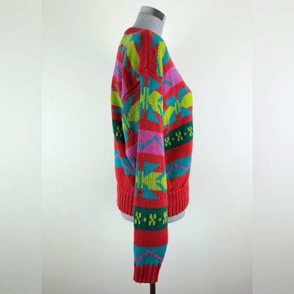 Vintage Lizwear Bright Colorful Multi Geometric Knit Sweater Size Large‎ - Picture 3 of 10
